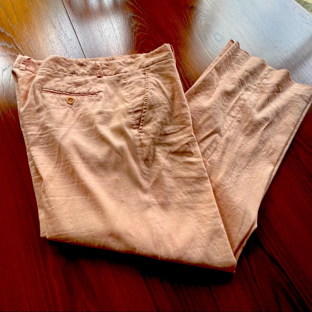 Theory linen blend pants size 10. Light salmon color.